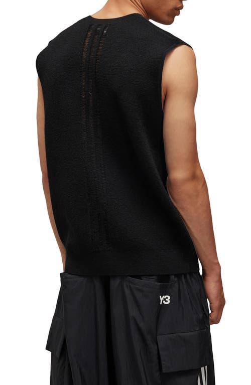 Shop Y-3 3-stripes Wool Blend Sweater Vest In Black