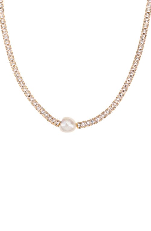 Ettika Freshwater Pearl Tennis Necklace in Gold at Nordstrom