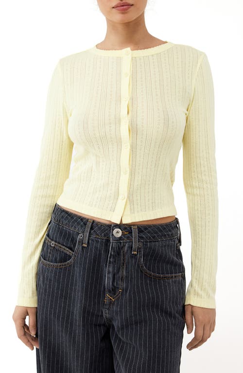 BDG Urban Outfitters Love Pointelle Stitch Cotton Cardigan in Yellow 