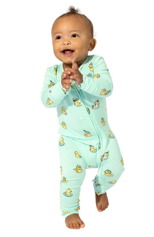 Bellabu Bear Rubber Ducky Convertible Footie Pajamas In Green