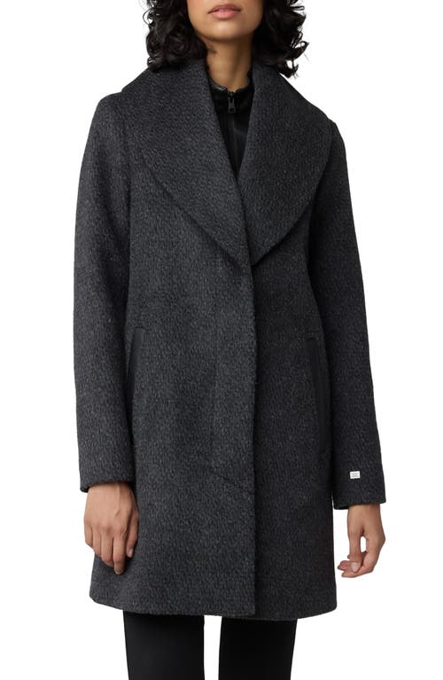 Soia & Kyo Lolli Classic Fit Wool Blend Coat with Removable Leather Bib in Black 