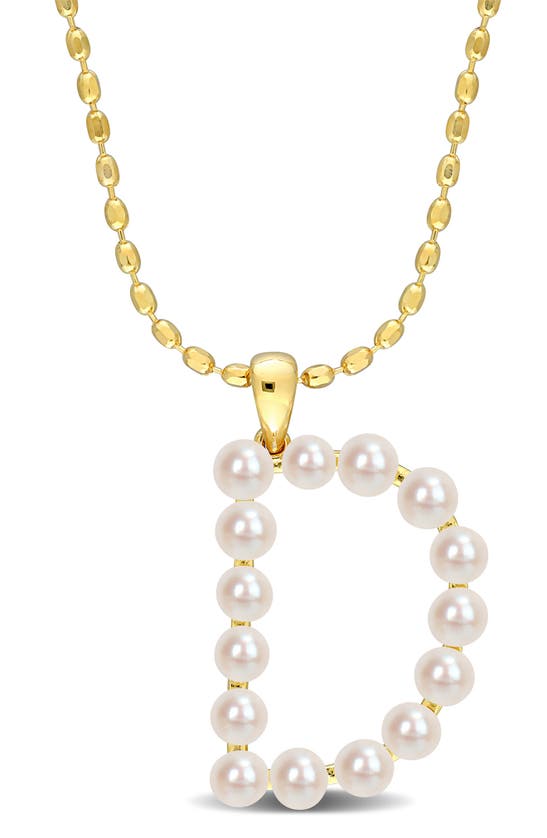 DELMAR DELMAR 3.5-4MM FRESHWATER CULTURED PEARL INITIAL PENDANT NECKLACE