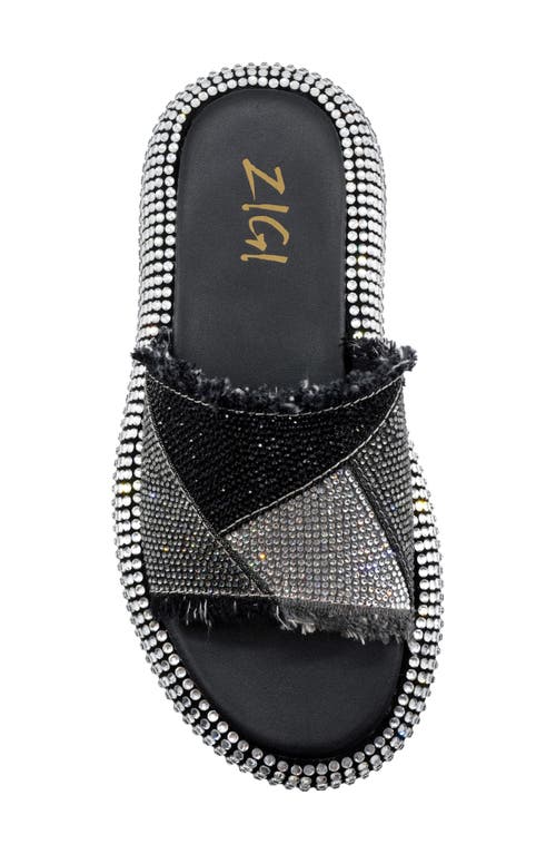 Zigi Hazel Platform Slide Sandal In Black Denim