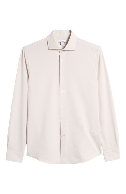 Shop Reiss Spring Regular Fit Stripe Seersucker Button-up Shirt In Stone