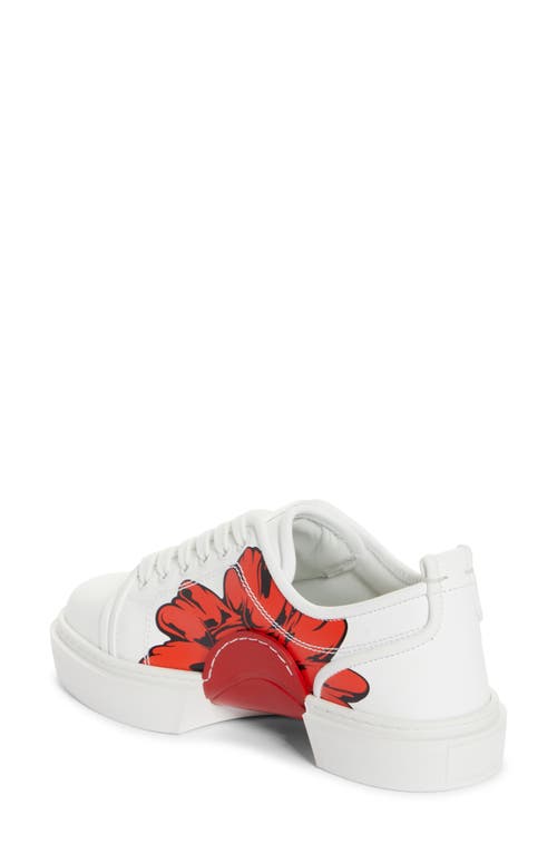 Shop Christian Louboutin X Shun Sudo Adolon Donna Button Flower Low Top Sneaker In W146 White/multi