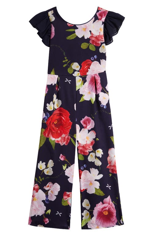 Baker by Ted Kids' Paper Floral Jumpsuit Navy at Nordstrom,