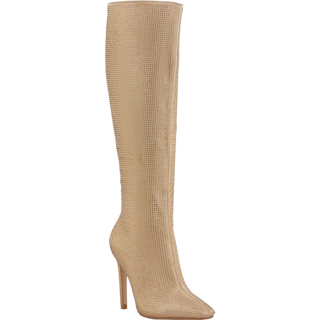 Lady Couture Women's Rhinestone Stiletto Tall Boots In Gold