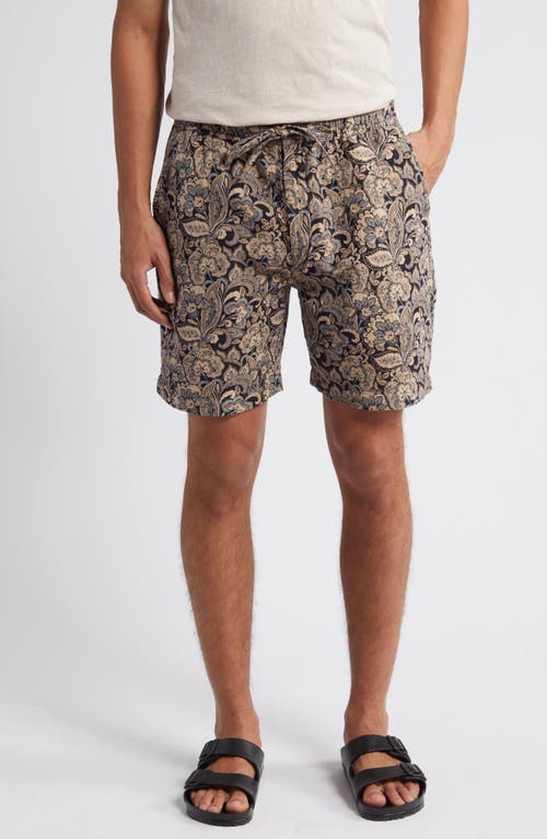 Kurt Paisley Drawstring Cotton Shorts in Brown