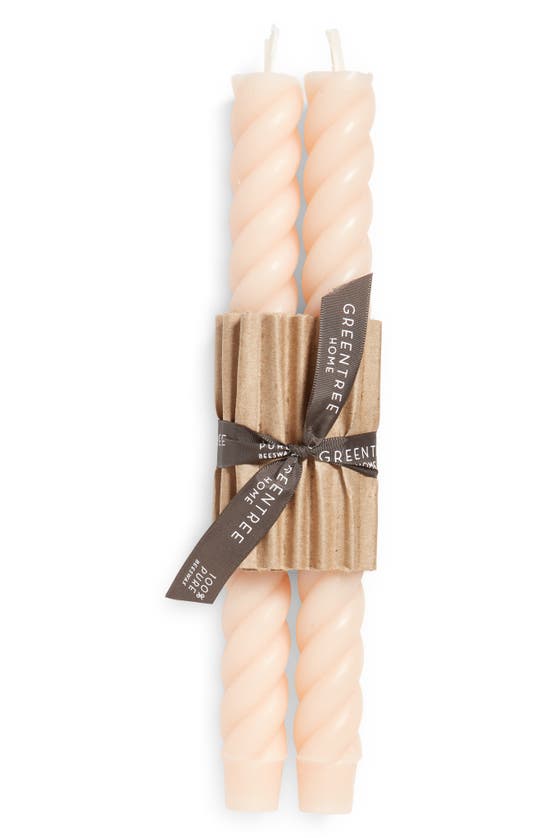 Shop Greentree Home Set Of 2 Church Rope Taper Candles In Blush