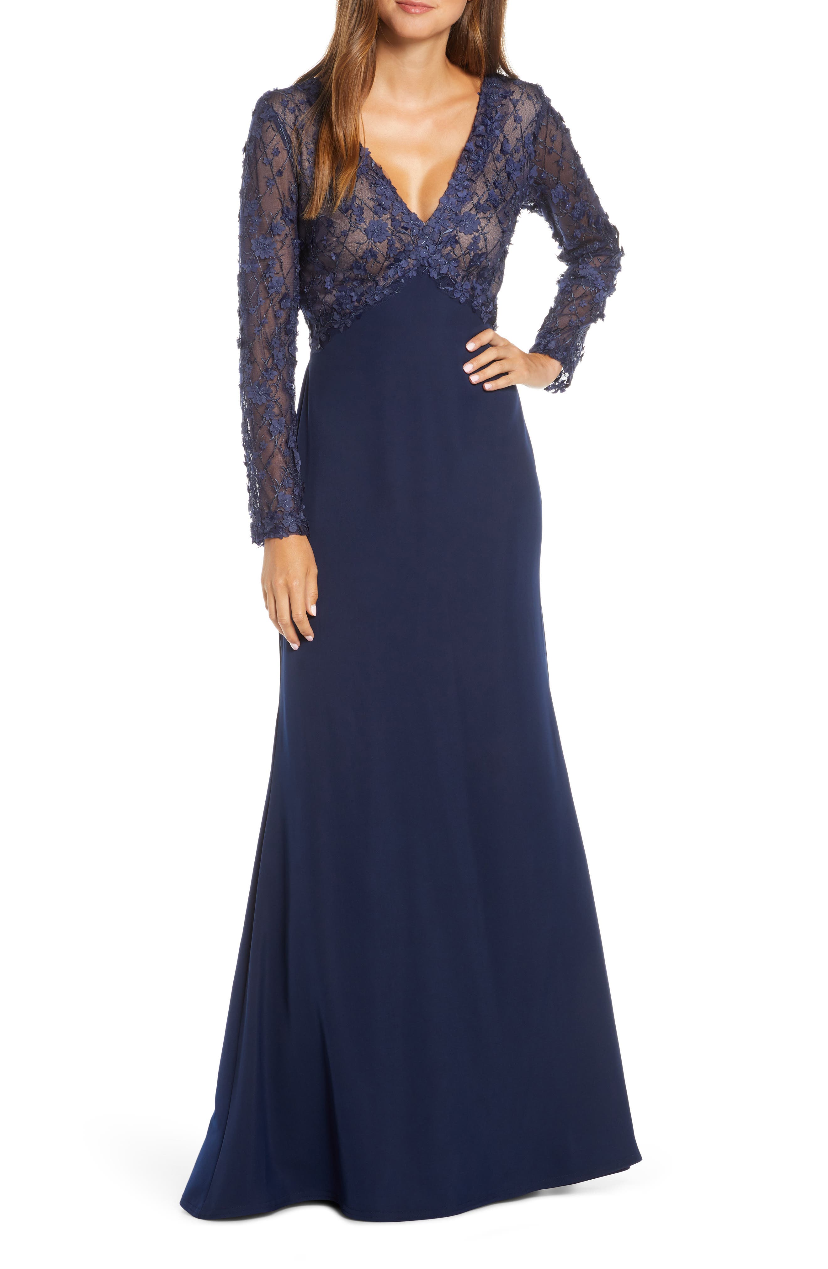 long sleeve trumpet gown