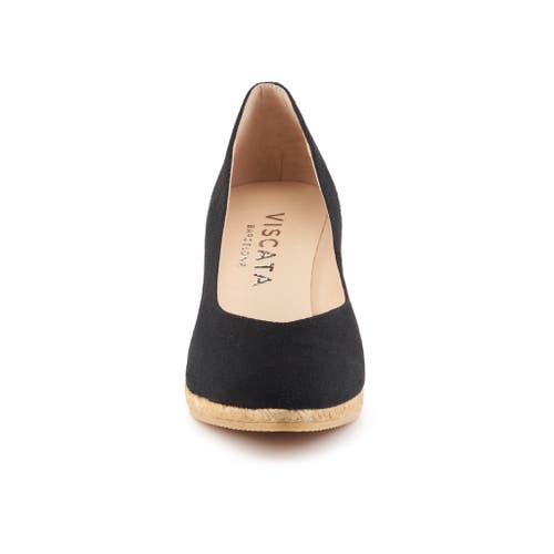 Shop Viscata Roses Canvas V Cut Espadrille Wedges In Black