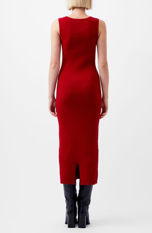 Shop French Connection Mozza Sleeveless Rib Midi Sweater Dress In Wine