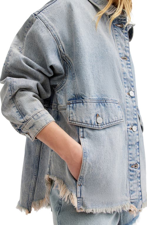 Shop Allsaints Hettie Denim Shacket In Dusty Blue