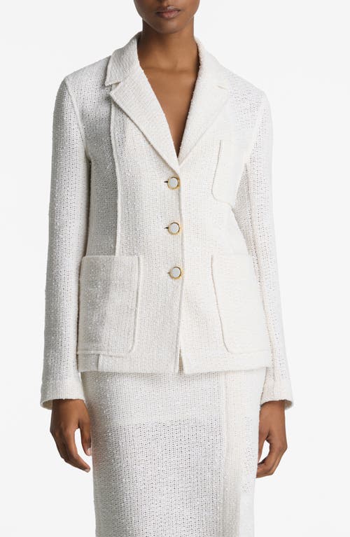 Shop St John St. John Collection Lightweight Open Stitch Cotton Blend Blazer In Ivory