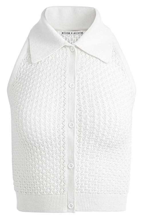 Alice + Olivia Sleeveless Collared Cotton & Wool Button-Up Sweater at Nordstrom,