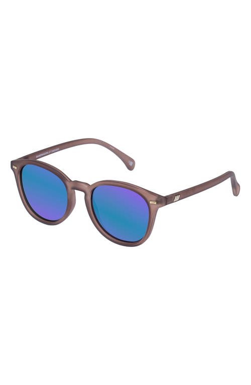 Shop Le Specs Bandwagon 51mm Mirrored Round Sunglasses In Golden Brown