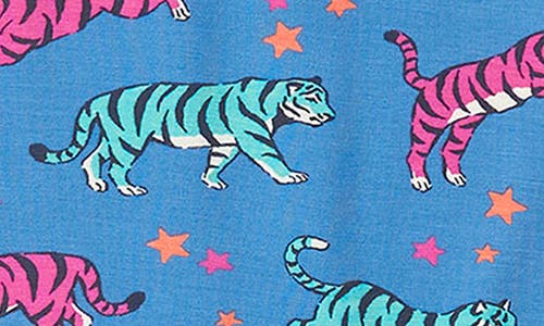 Shop Hatley Kids' Celestial Tiger Print Fitted Two-piece Pajamas In Star Sapphire