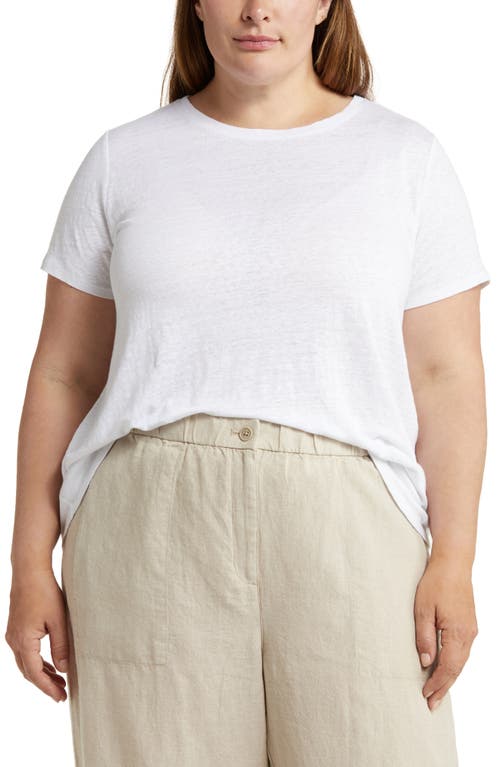 Eileen Fisher Crewneck Organic Linen T-Shirt White at Nordstrom,