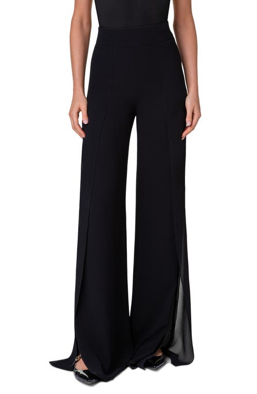 Akris Fellia Split Hem Silk Georgette Pants Black at Nordstrom,