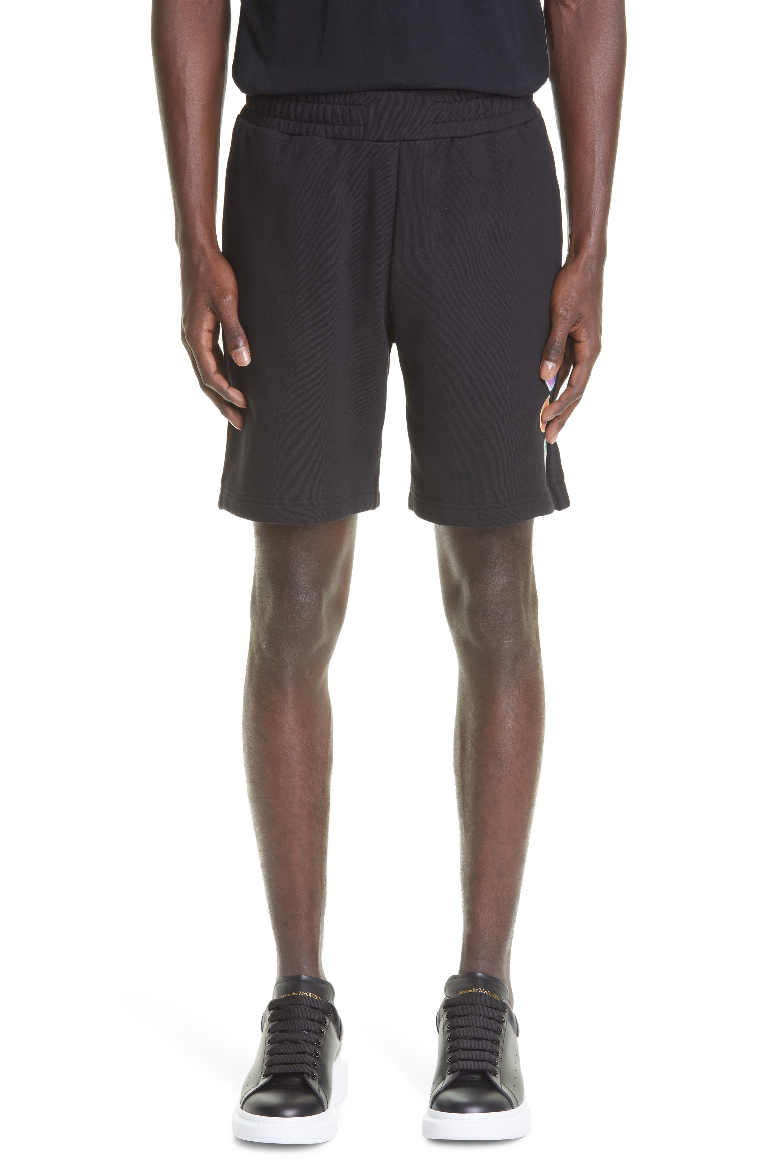 MCQ Orb Graphic Cotton Sweat Shorts in Darkest Black at Nordstrom