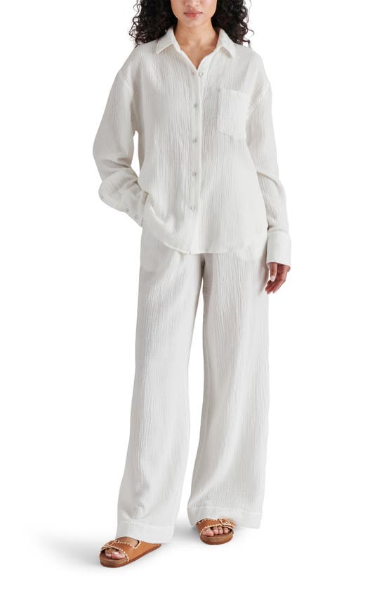 Shop Steve Madden June Wide Leg Cotton Gauze Pants In White