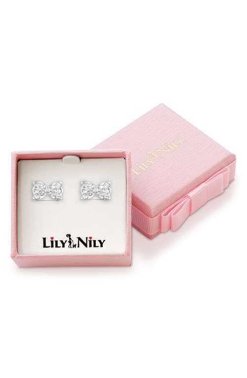 Lily Nily Kids' Crystal Bow Stud Earrings In White
