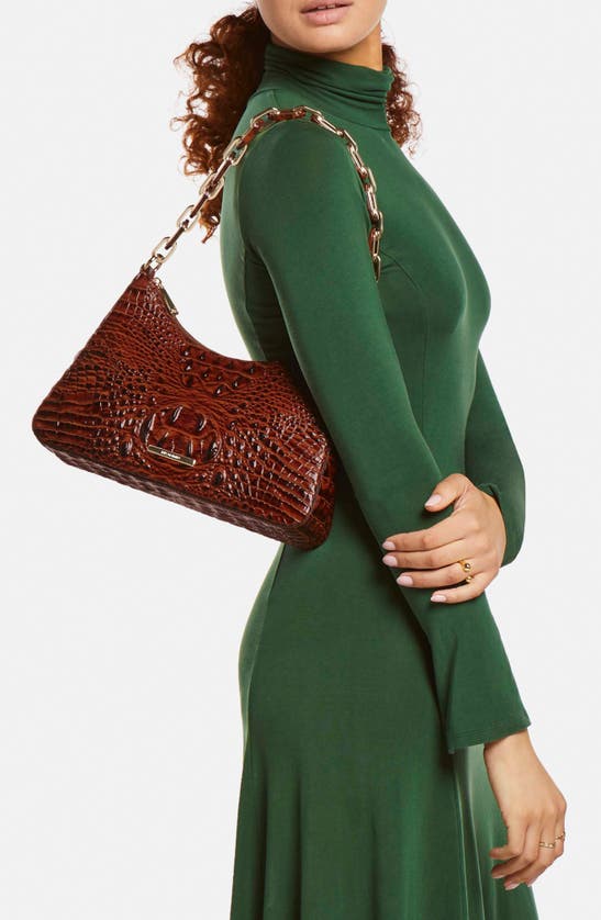 Shop Brahmin Mod Esme Croc Embossed Shoulder Bag In Fairest Grey