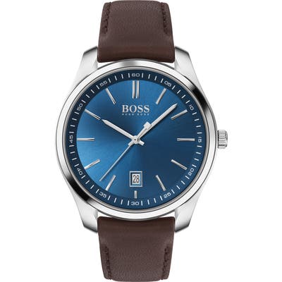 Boss Circuit Leather Strap Watch, 42Mm