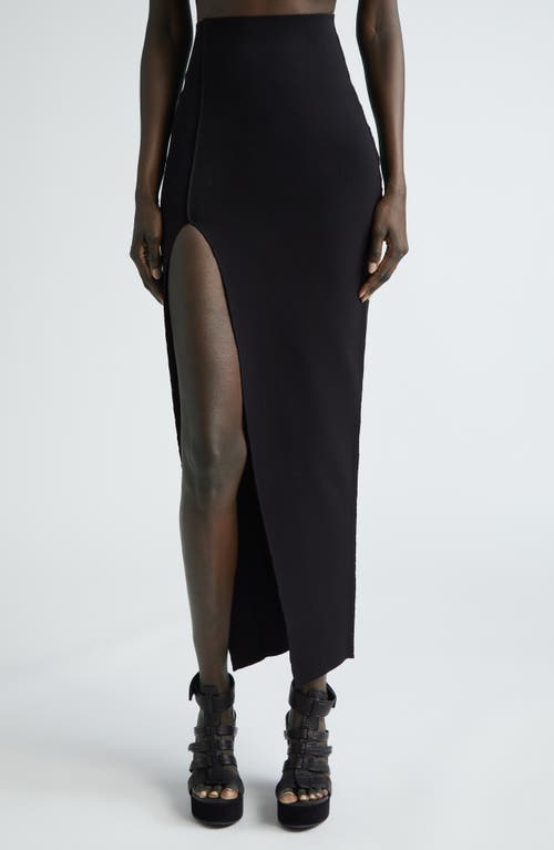 Rick Owens High Slit Asymmetric Maxi Skirt 09 Black at Nordstrom,