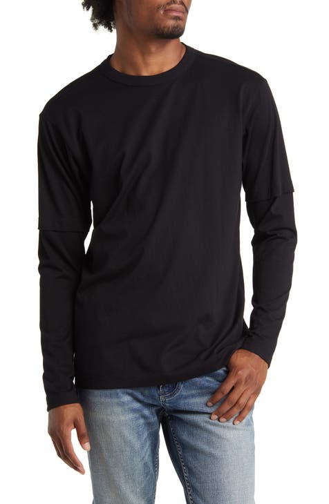 Unisex Dark Green / Black Long Sleeve Layered Tee Top T-Shirt – KROST