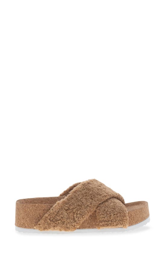 Shop Chooka Annie Crossband Faux Shearling Slide Sandal In Tan