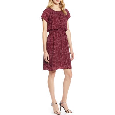 Petite Halogen Blouson Dress, Burgundy