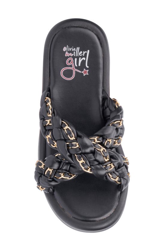 Olivia Miller Kids' Cross Band Slide Sandal In Black