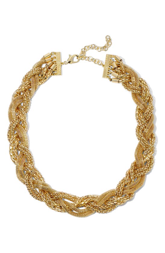Eye Candy Los Angeles Alba Link Knot Collar Necklace In Gold