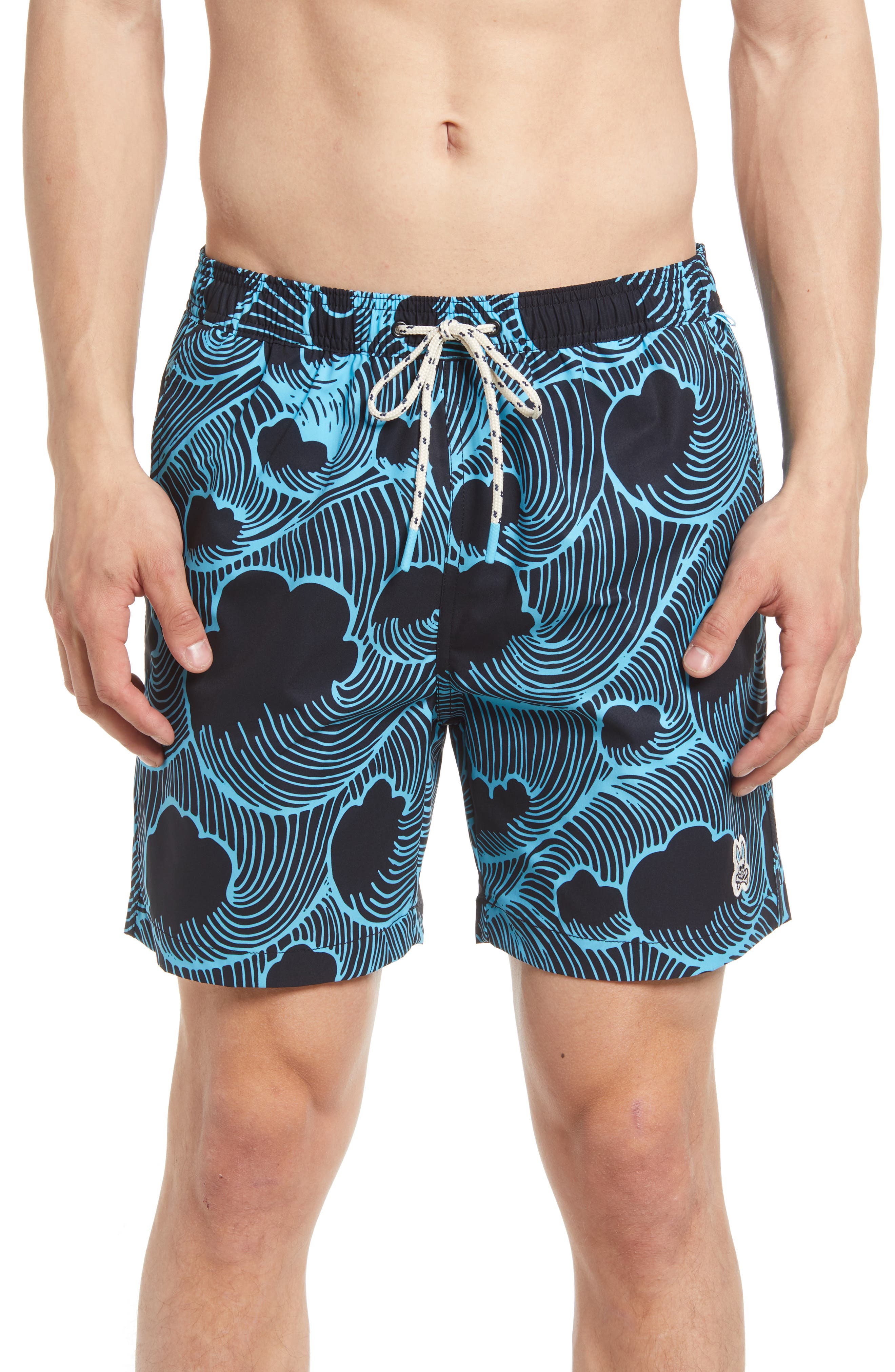 Psycho Bunny Men's Wave Print Swim 