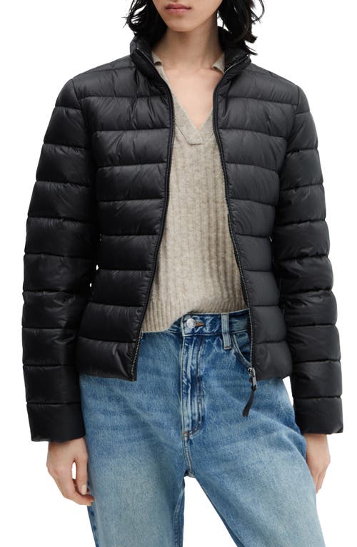 MANGO Water Repellent Quilted Down Coat Black at Nordstrom,