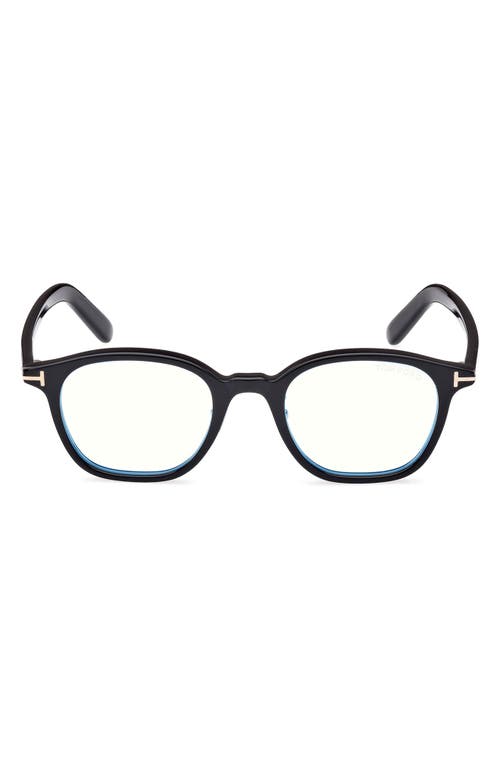 TOM FORD 49mm Square Blue Light Blocking Glasses in Shiny at Nordstrom