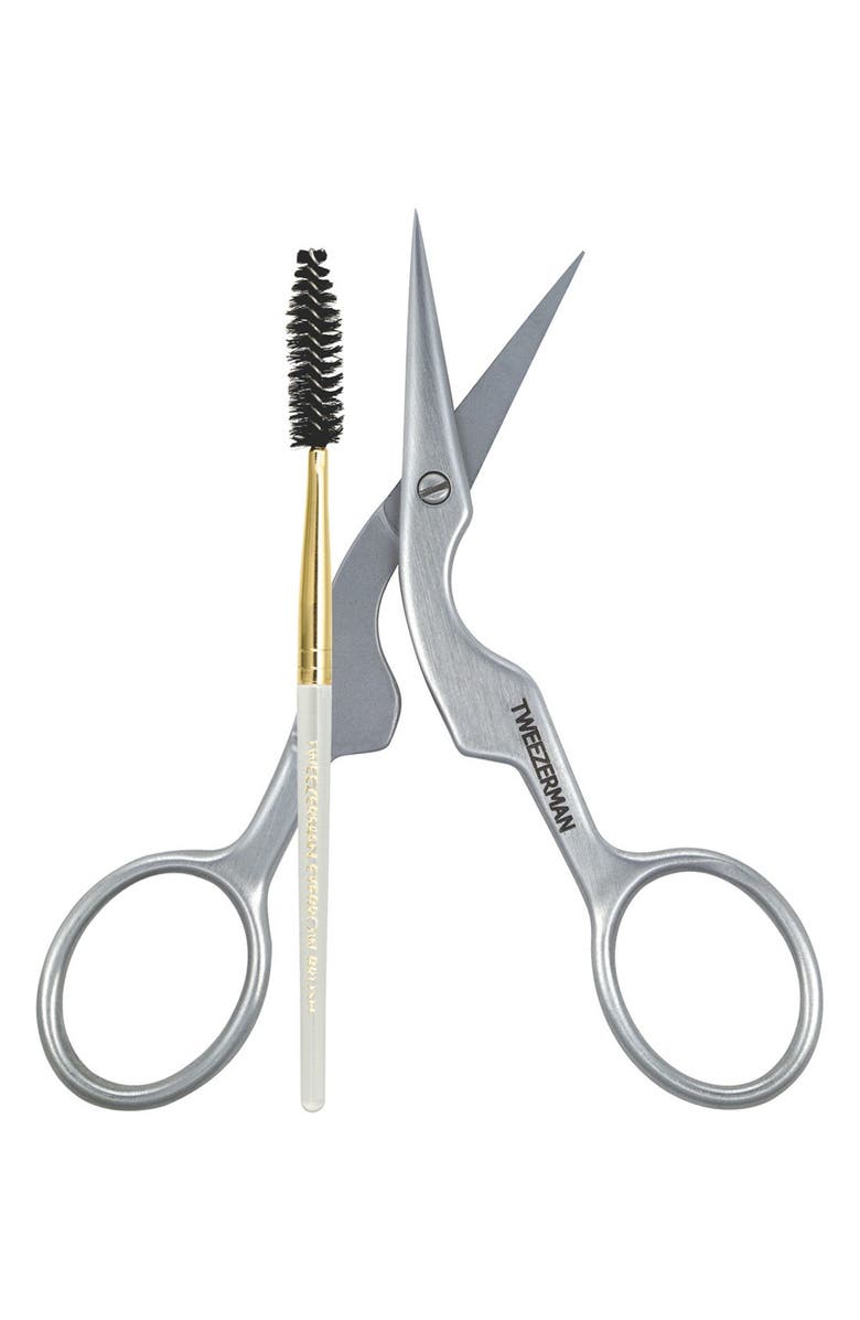 TWEEZERMAN Brow Shaping Scissors & Brush, Main, color,