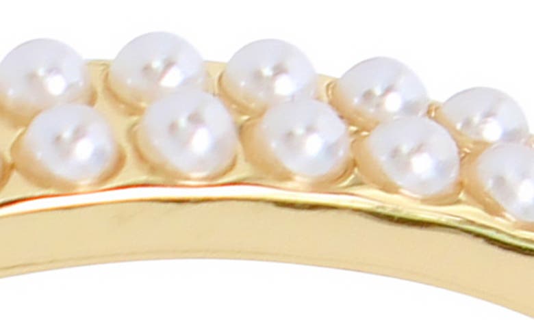 Shop Allsaints Imitation Pearl Hoop Earrings In Pearl/ Gold