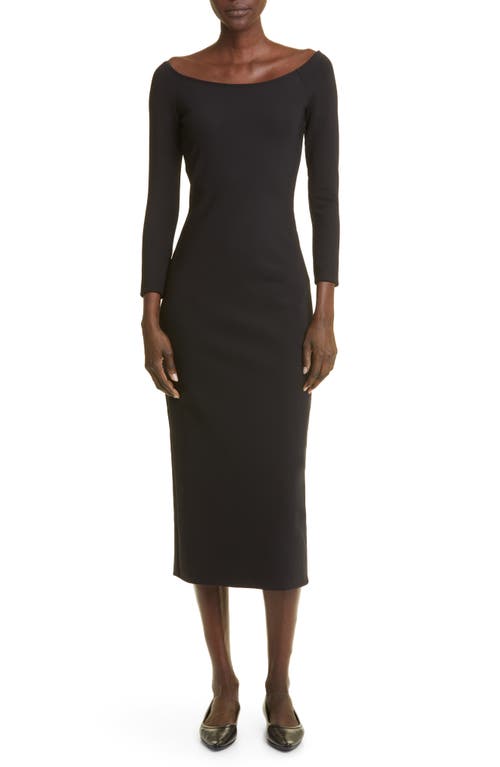 The Row Coralinda Long Sleeve Off the Shoulder Dress in Black