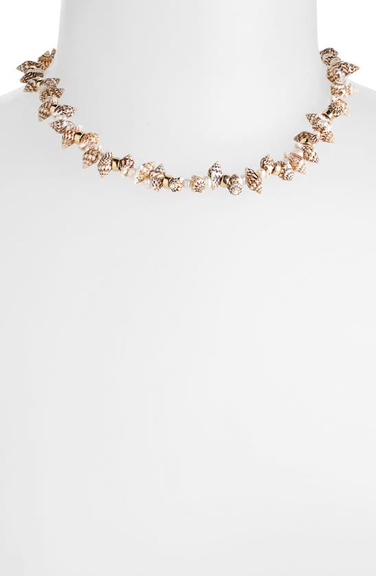Shop Eliou Tubi Shell & Freshwater Pearl Necklace In Tiger Nassa Shell