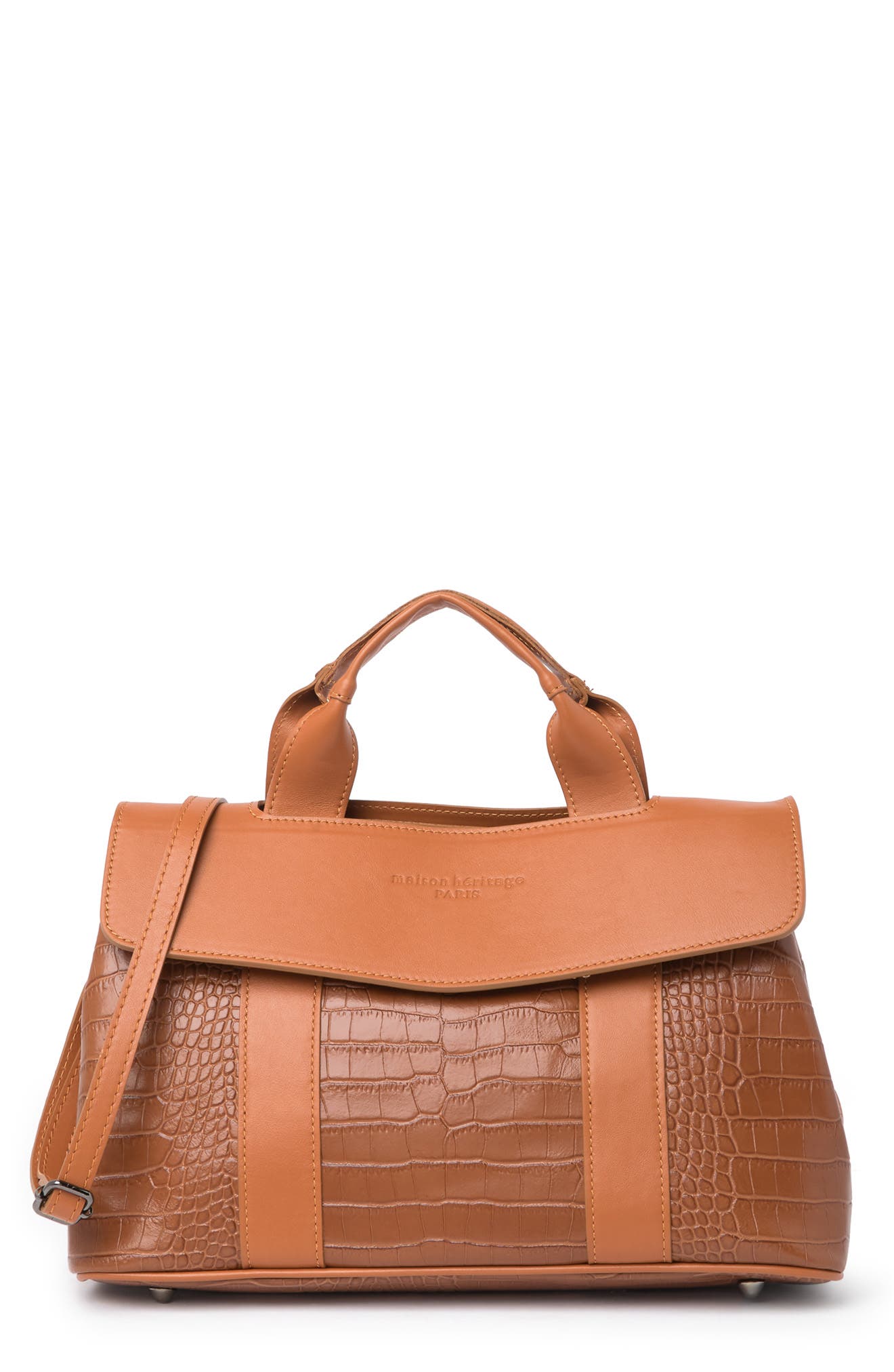 croc embossed satchel