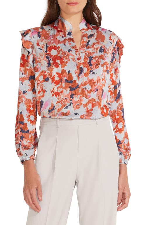 NIC+ZOE Pressed Petals Ruffle Blouse in Red Multi