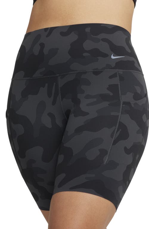 Shop Nike Universa Dri-fit High Rise Training Shorts In Off Noir/black