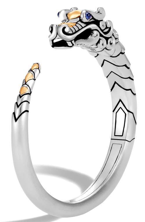 Shop John Hardy Legends Naga Small Kick Cuff In Silver/black/blue Sapphire