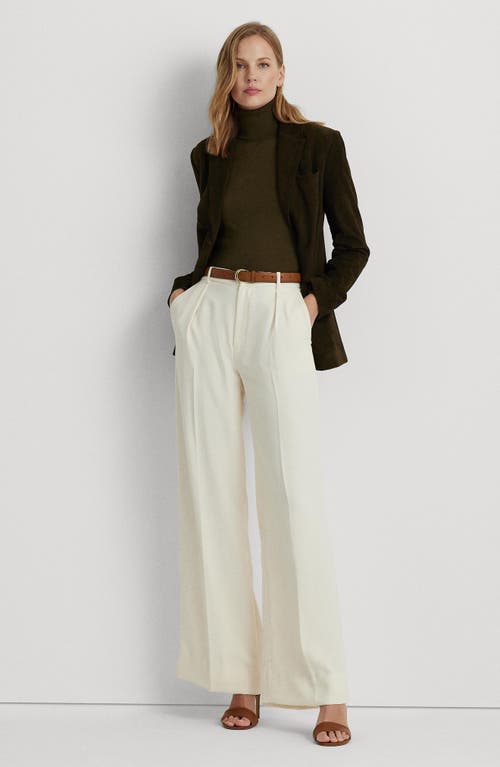 Shop Ralph Lauren Lauren  Double Faced Georgette Wide Leg Pants In Mascarpone Cream