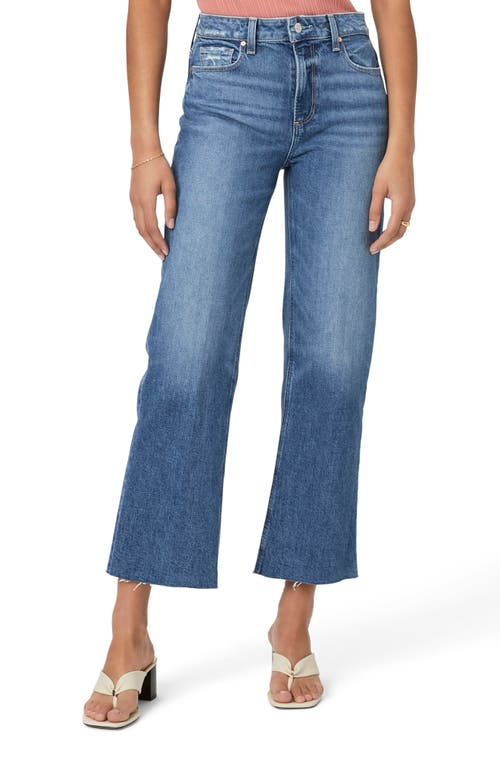 Shop Paige Leenah Raw Hem High Waist Ankle Wide Leg Jeans In Familia