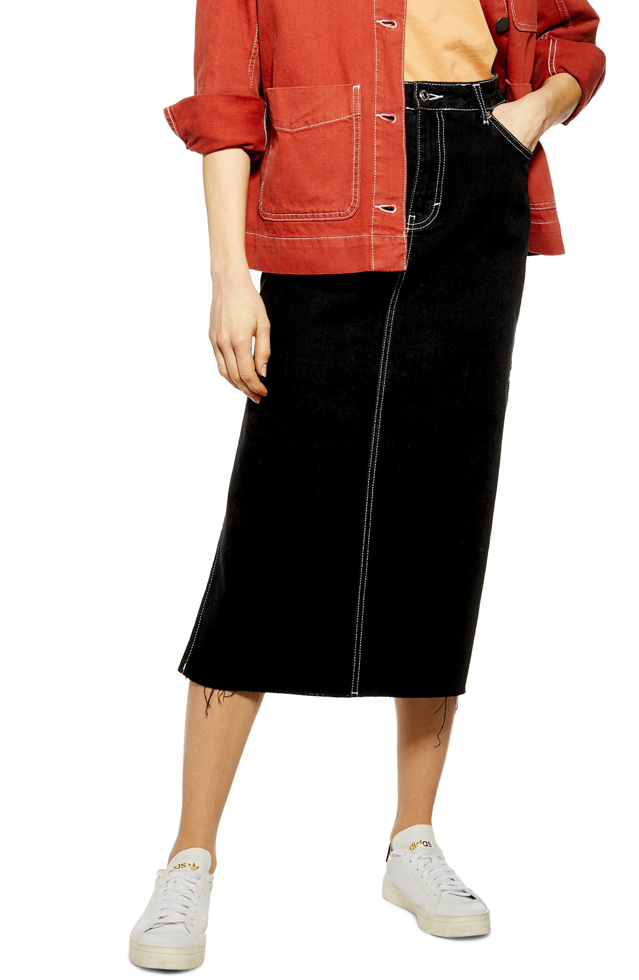 topshop denim midi skirt