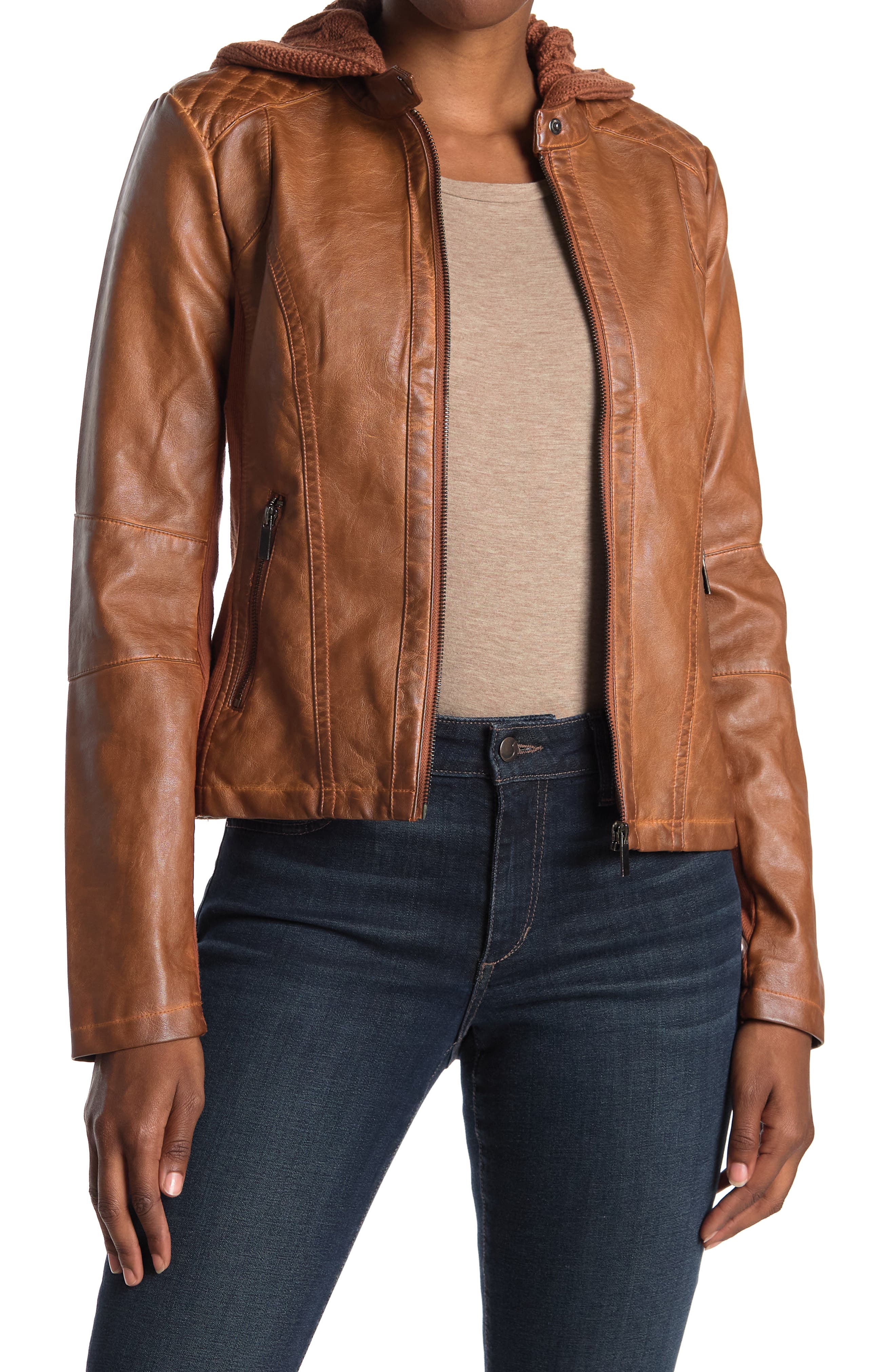 faux leather sweater jacket