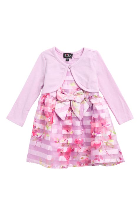 Floral Fit & Flare Dress & Cardigan Set (Baby)